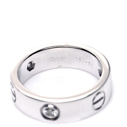 Cartier 18K White Gold 3 Diamond 5.5mm LOVE Ring 52 6 5 of 6