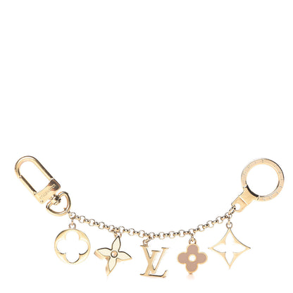 Louis Vuitton Brass Enamel Fleur De Monogram Bag Charm Chain Gold 1 of 5