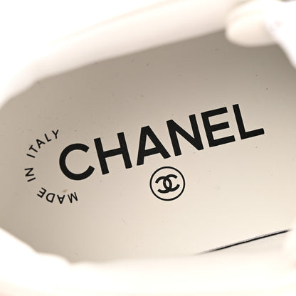 Chanel Calfskin Patent Womens CC Sneakers 36 White Burgundy Beige 7 of 11