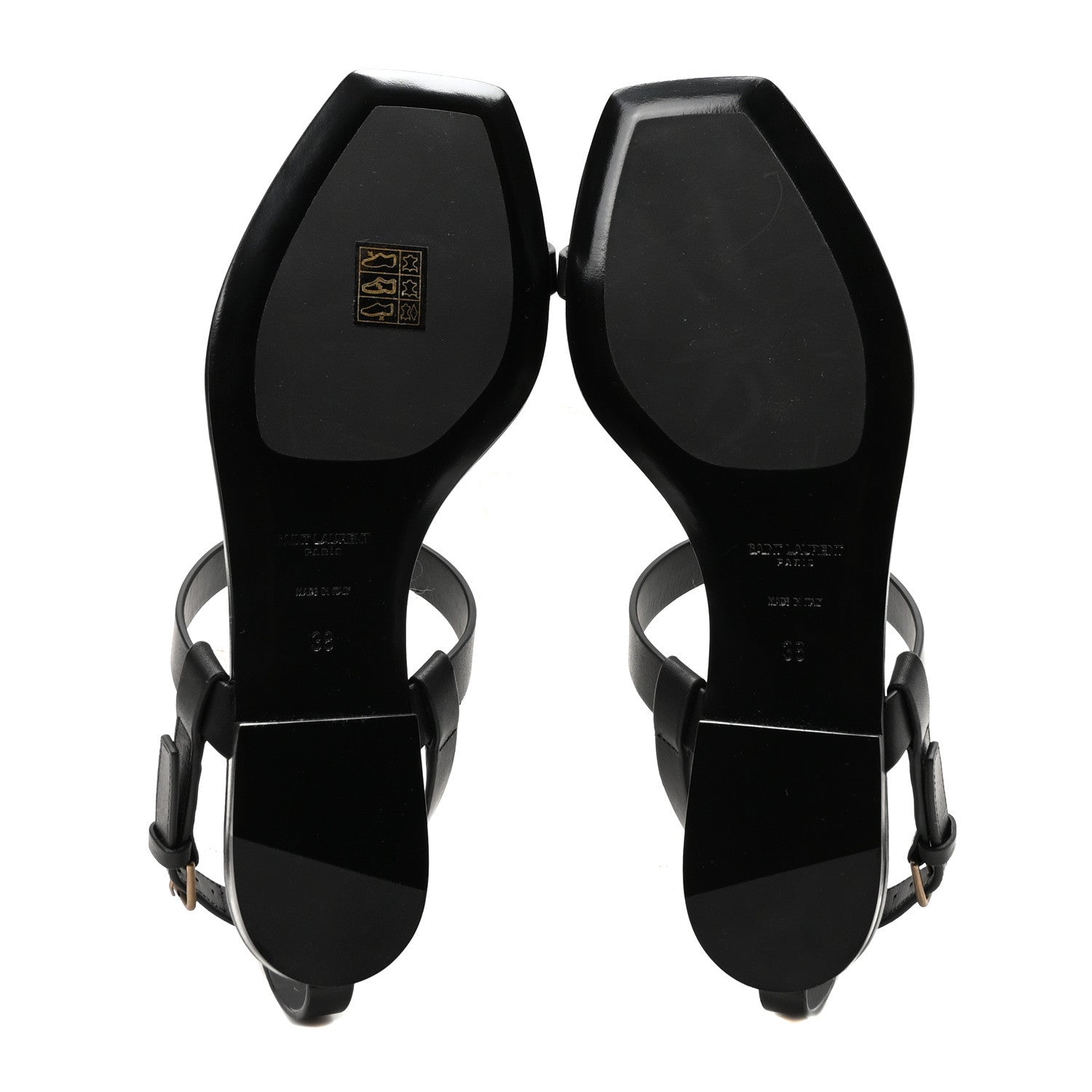 Saint Laurent Calfskin Cassandra Monogram Sandals 38 Black 6 of 10