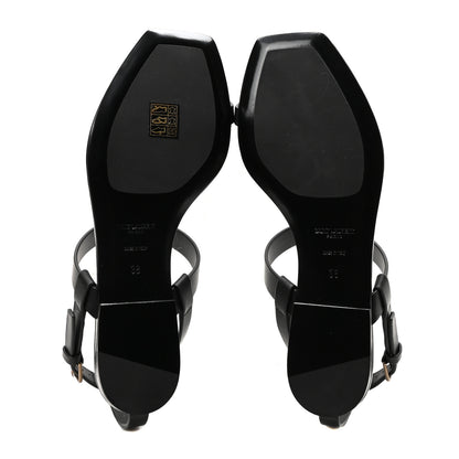 Saint Laurent Calfskin Cassandra Monogram Sandals 38 Black 6 of 10