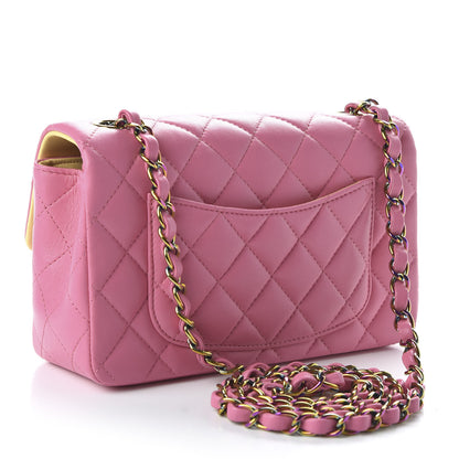 Chanel Lambskin Quilted Mini Rectangular Flap Pink Yellow 3 of 10