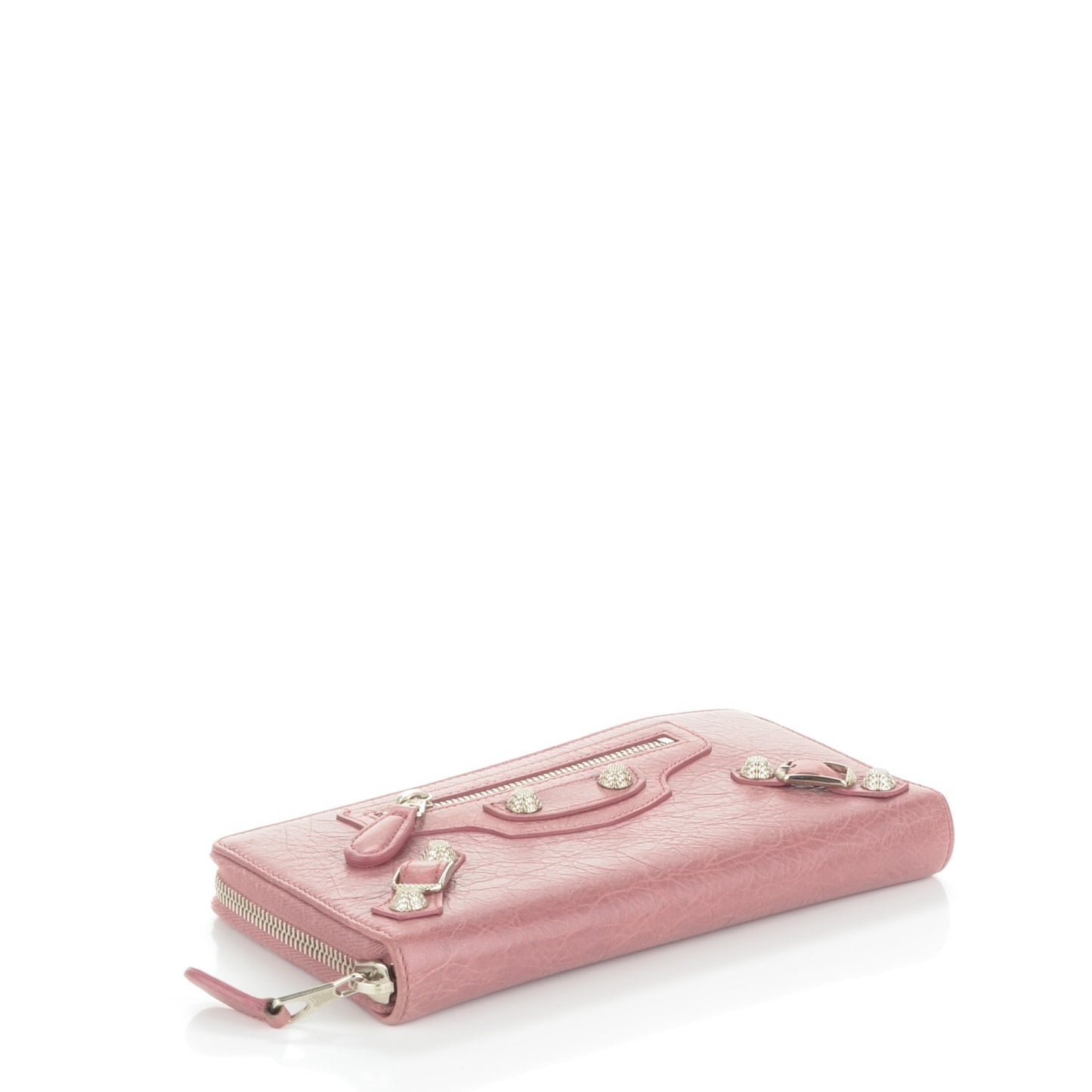 Agneau Giant 12 Silver Hardware Continental Zip Around Wallet Rose Bruyere