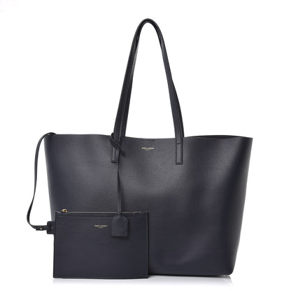 Saint Laurent Calfskin Large Shopping Tote Deep Marine 1 of 9
