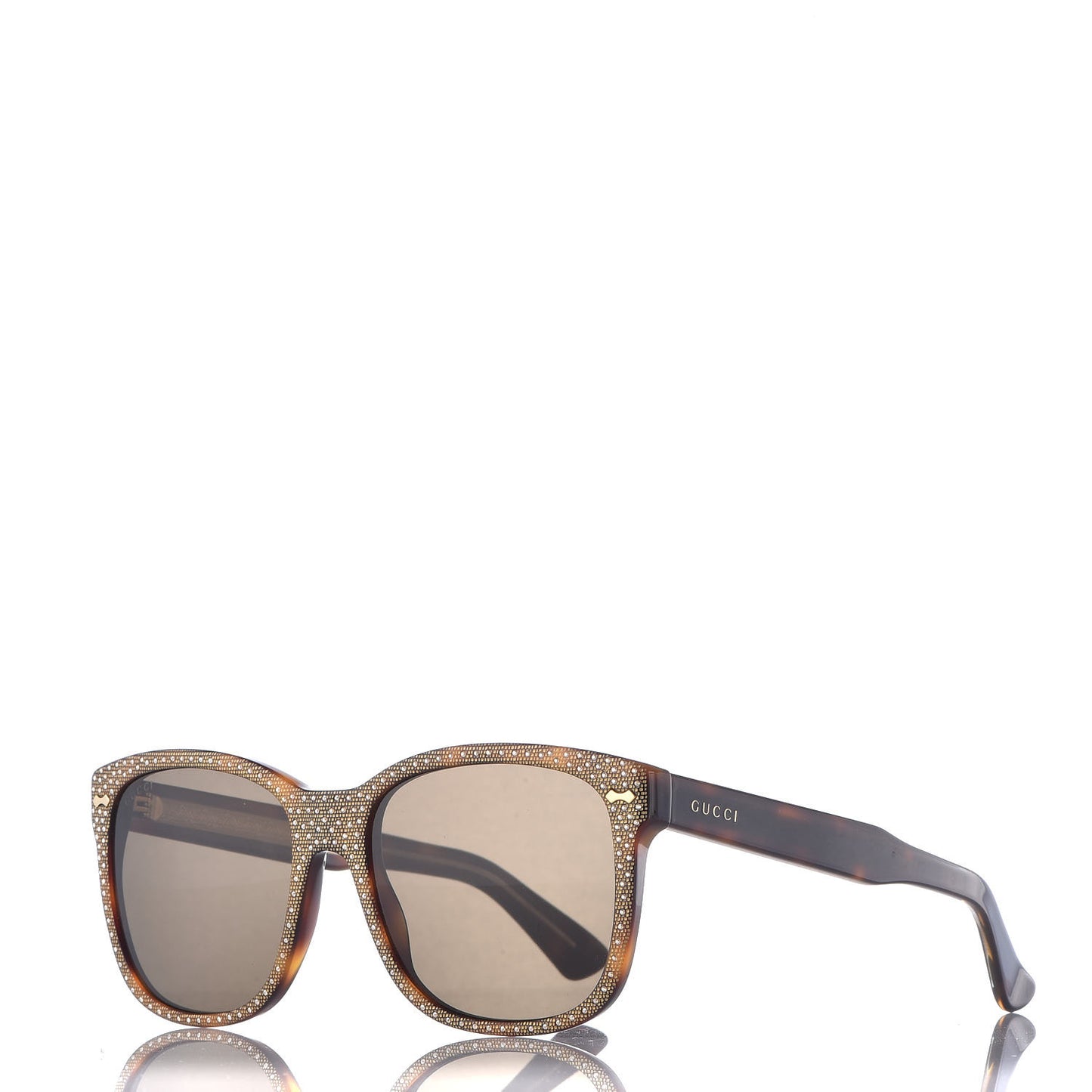 Rhinestone Acetate Square Sunglasses GG0047S Tortoise
