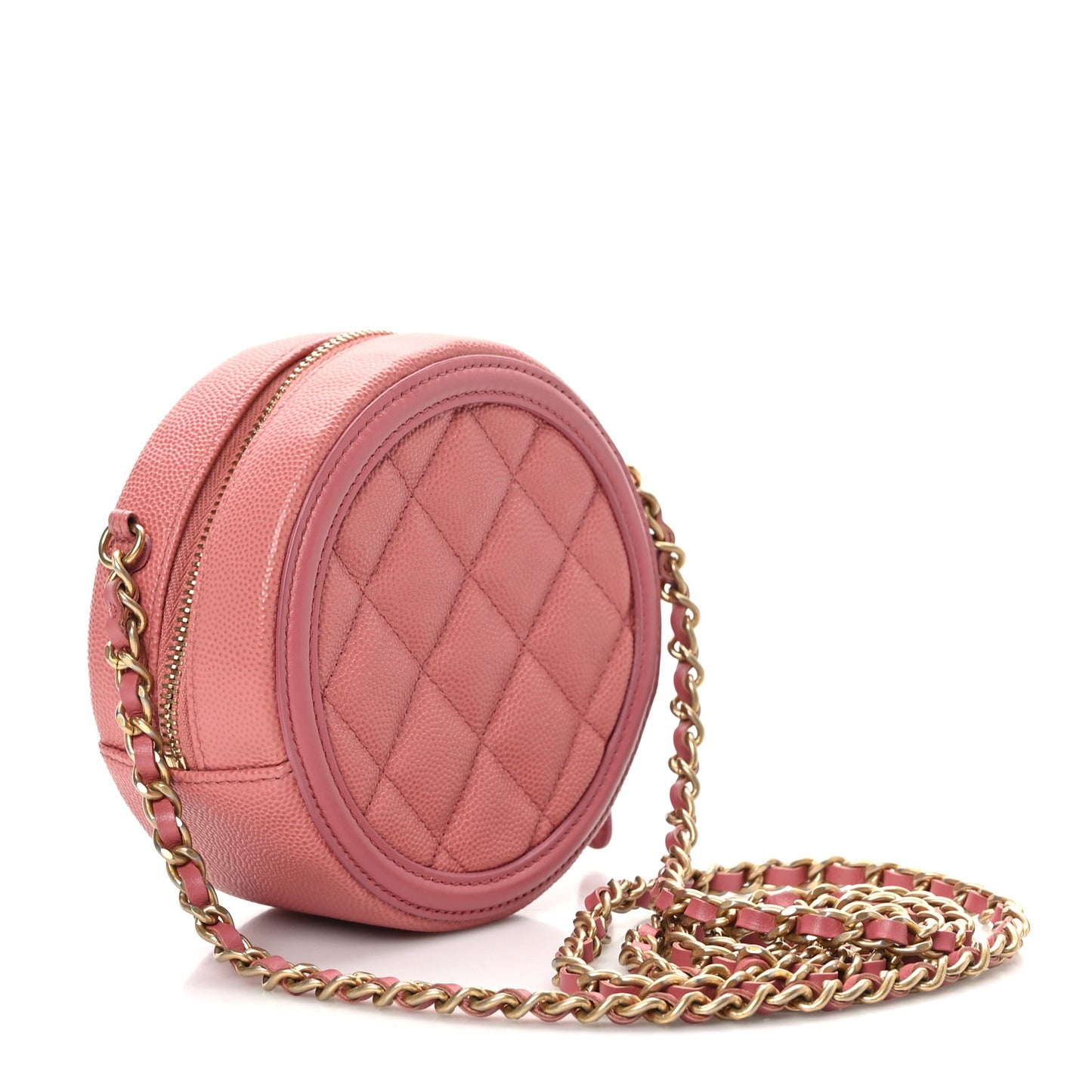 Caviar Quilted Round Filigree Crossbody Pink