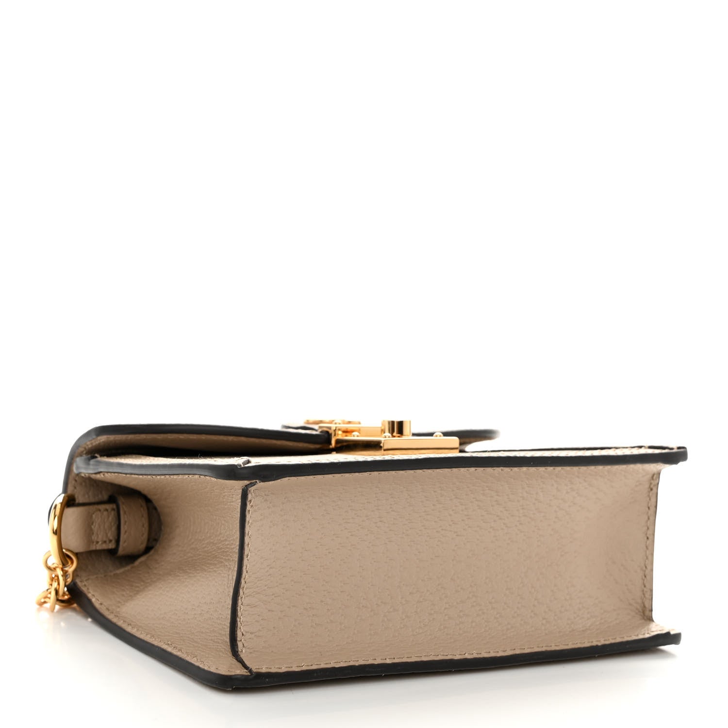 Gucci GG Supreme Monogram Textured Dollar Calfskin Web Mini Ophidia Padlock Top Handle Chain Shoulder Bag Beige Mystic White Oatmeal 4 of 9