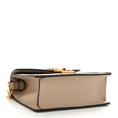 Gucci GG Supreme Monogram Textured Dollar Calfskin Web Mini Ophidia Padlock Top Handle Chain Shoulder Bag Beige Mystic White Oatmeal 4 of 9