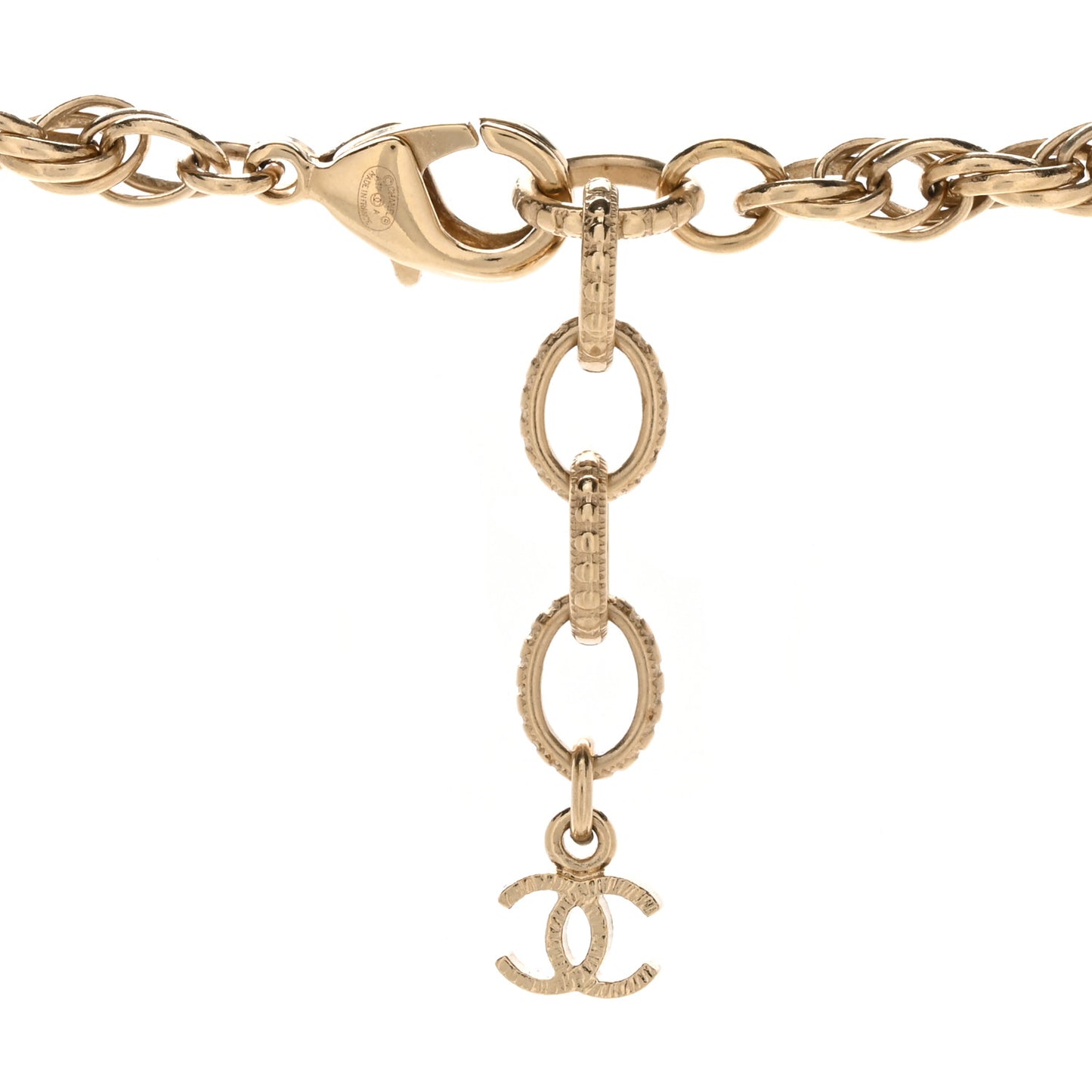 Pearl CC Round Pendant Necklace Gold