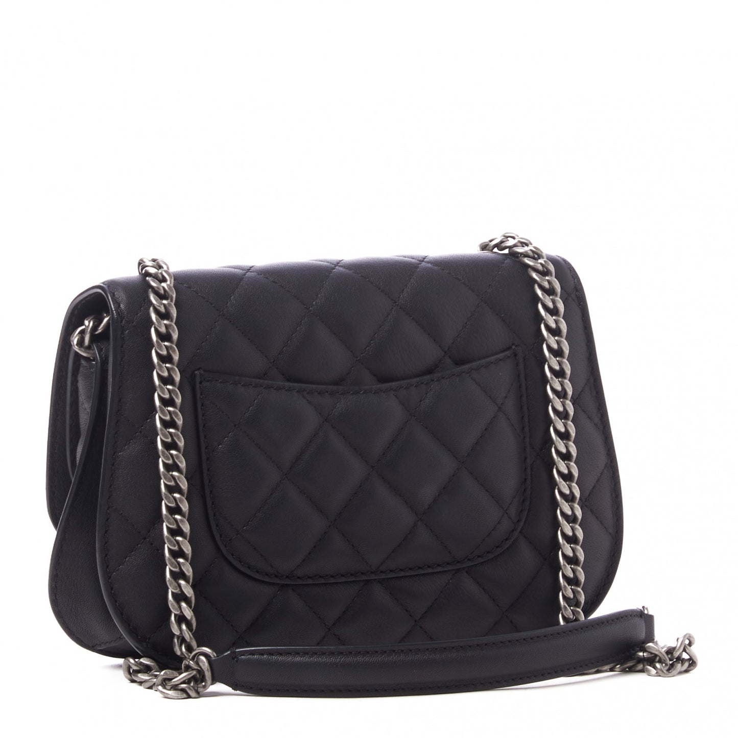 Lambskin Quilted Small Natural CC Flap Black