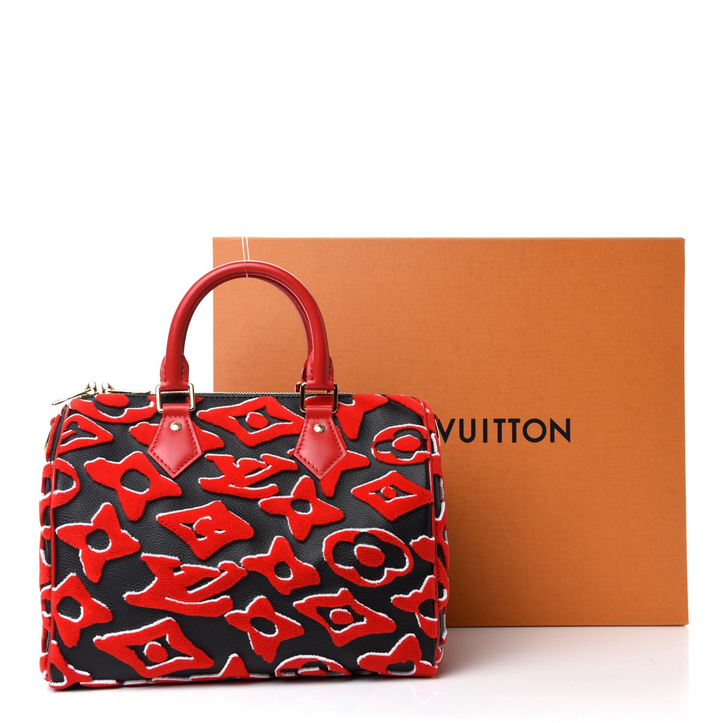 X UF Tufted Monogram Speedy Bandouliere 25 Black Red