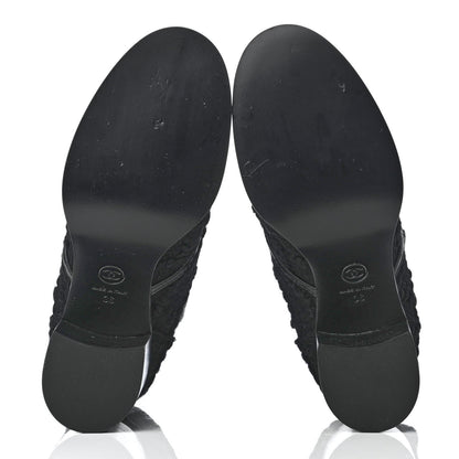 Chanel Tweed Patent Calfskin Lace Up Short Boots 36 Black 5 of 10