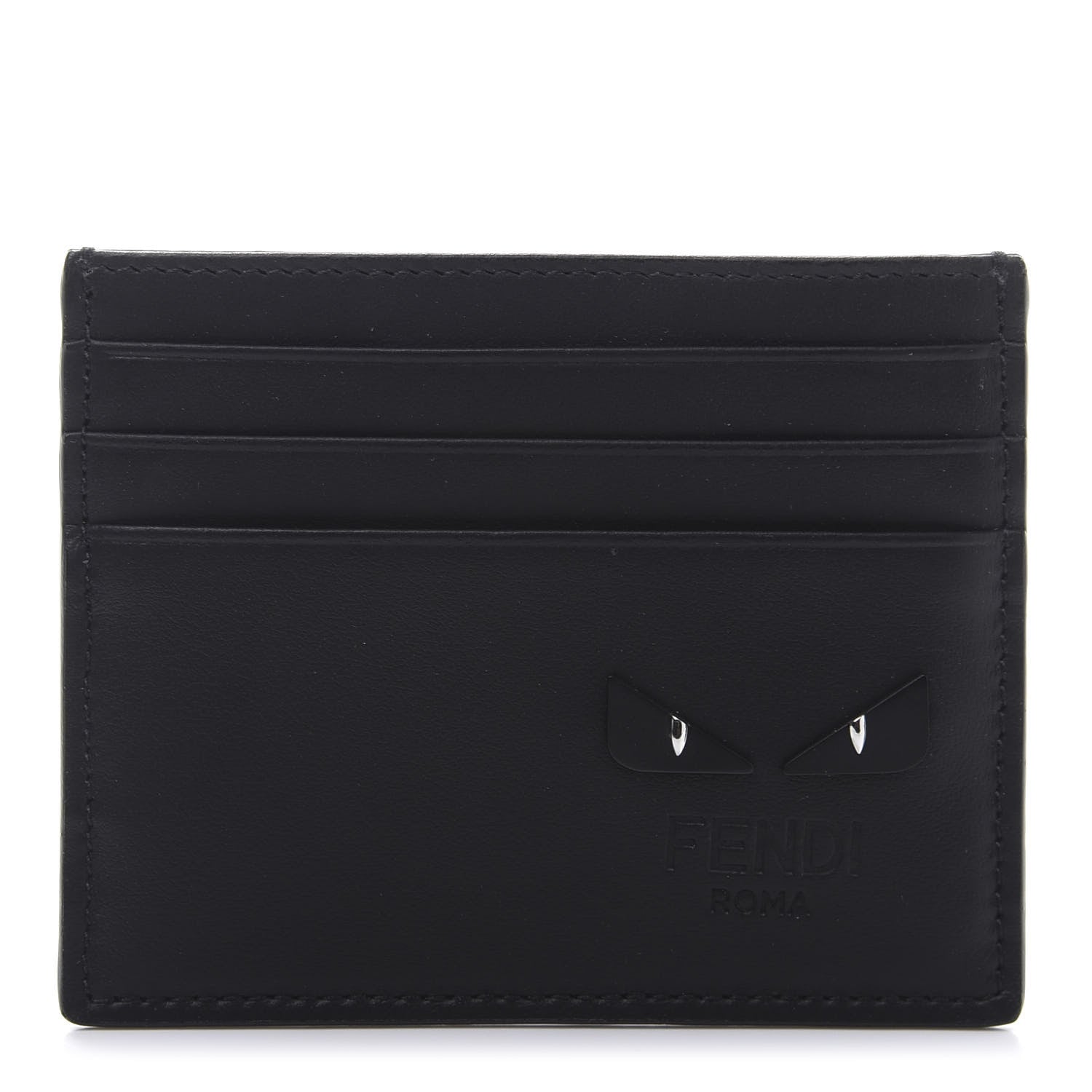 Fendi Vitello Century Mini Bug Eyes Card Holder Black 1 of 10