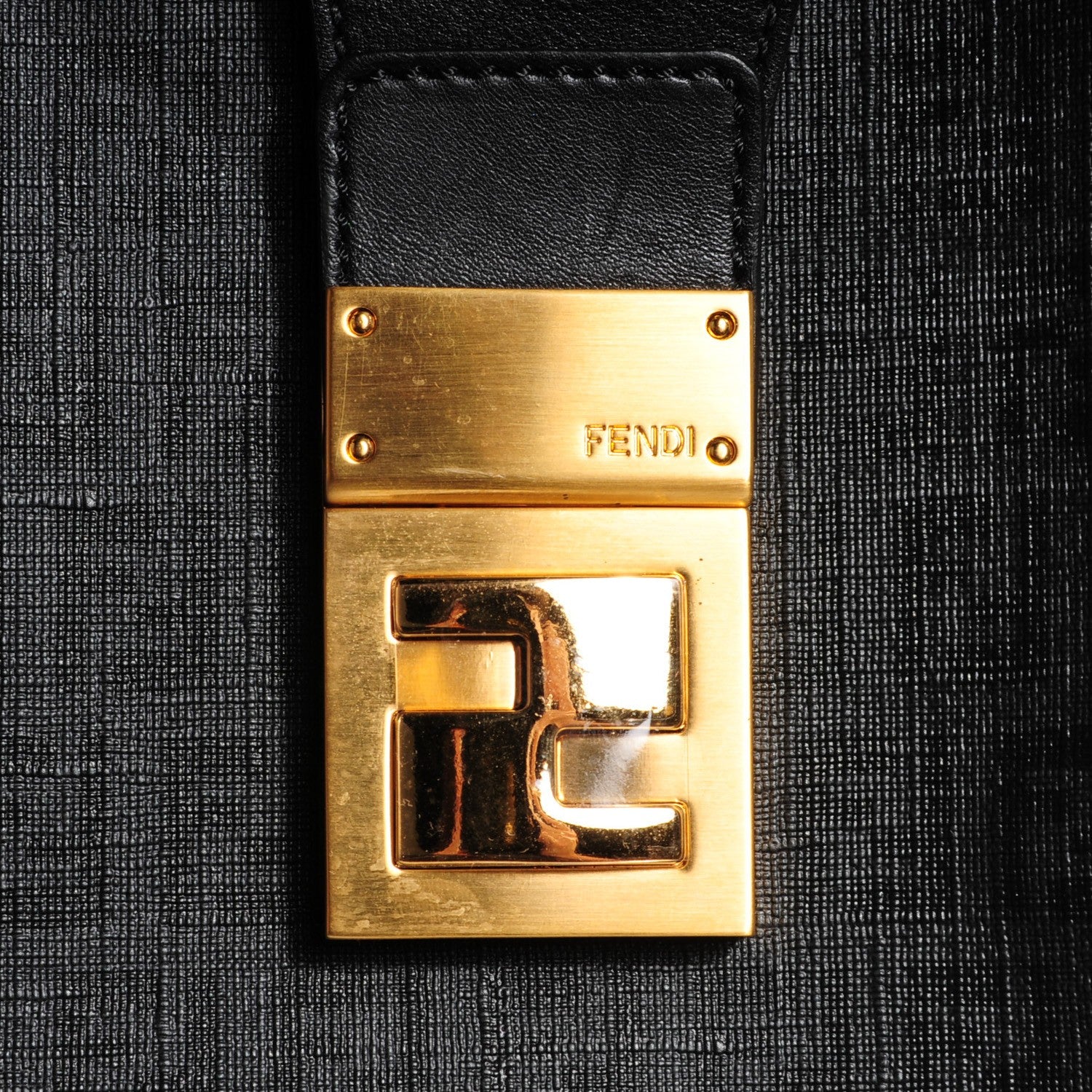 Fendi Zucchino Spalmati Vitello Medium Chiusura Tote Black 7 of 10
