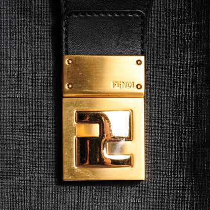 Fendi Zucchino Spalmati Vitello Medium Chiusura Tote Black 7 of 10