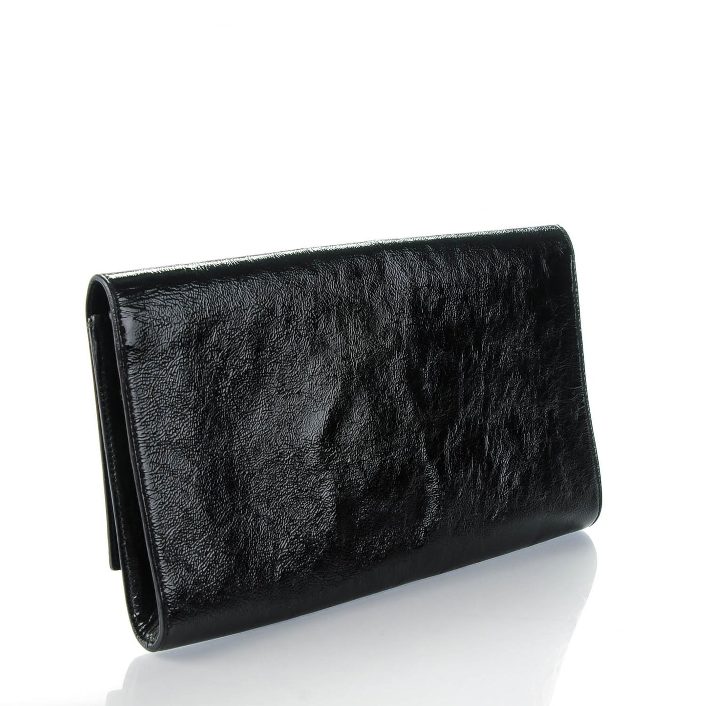 Textured Patent Monogram Large Belle De Jour Clutch Black