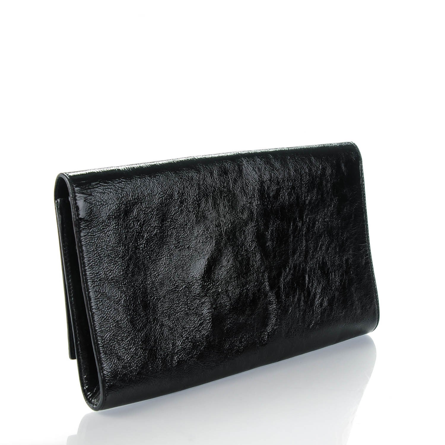 Saint Laurent Textured Patent Monogram Large Belle De Jour Clutch Black 3 of 7