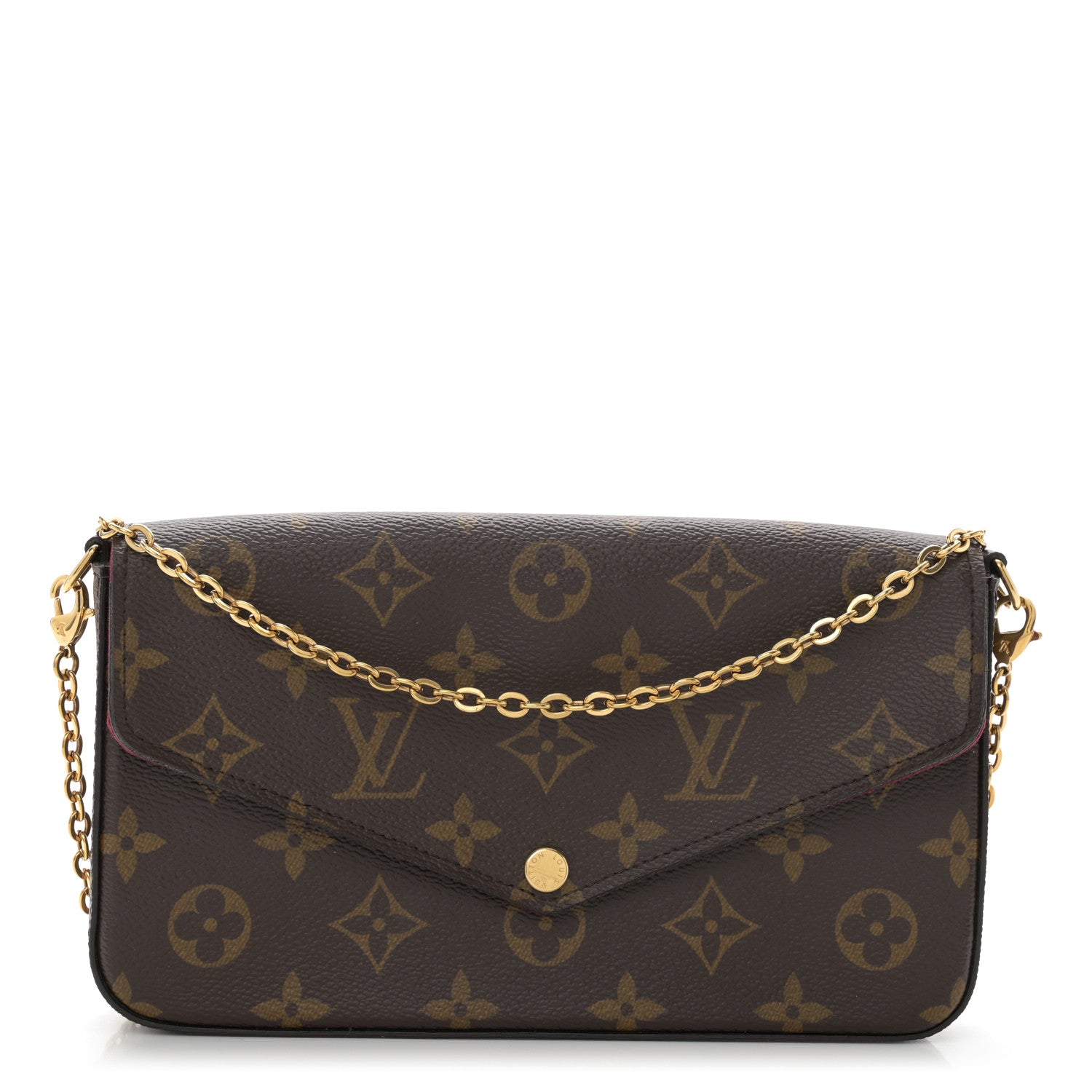 Louis Vuitton Monogram Pochette Felicie Chain Wallet Fuchsia 1 of 10