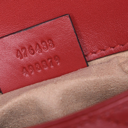Gucci Calfskin Matelasse Super Mini GG Marmont Shoulder Bag Hibiscus Red 7 of 8