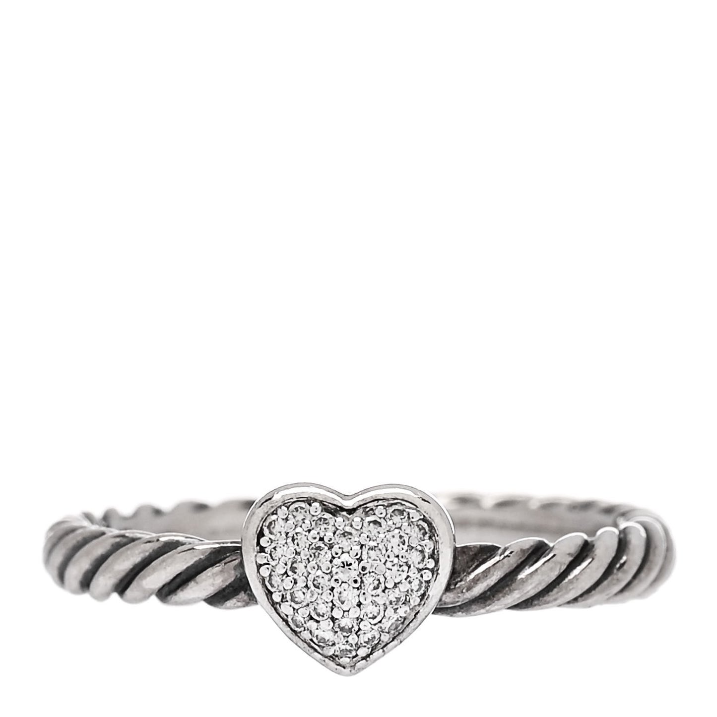 Sterling Silver Diamond Cable Classics Heart Ring 50 5.5