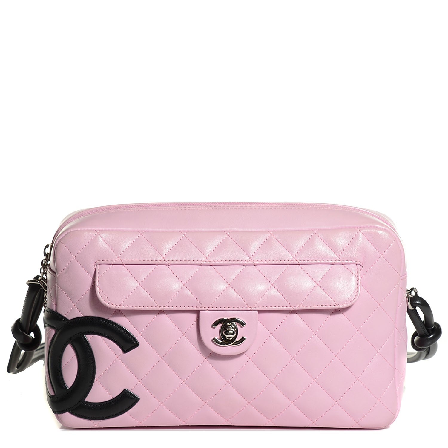 Chanel Calfskin Quilted Cambon Camera Bag Pink Black 1 of 7