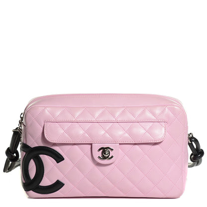 Chanel Calfskin Quilted Cambon Camera Bag Pink Black 1 of 7