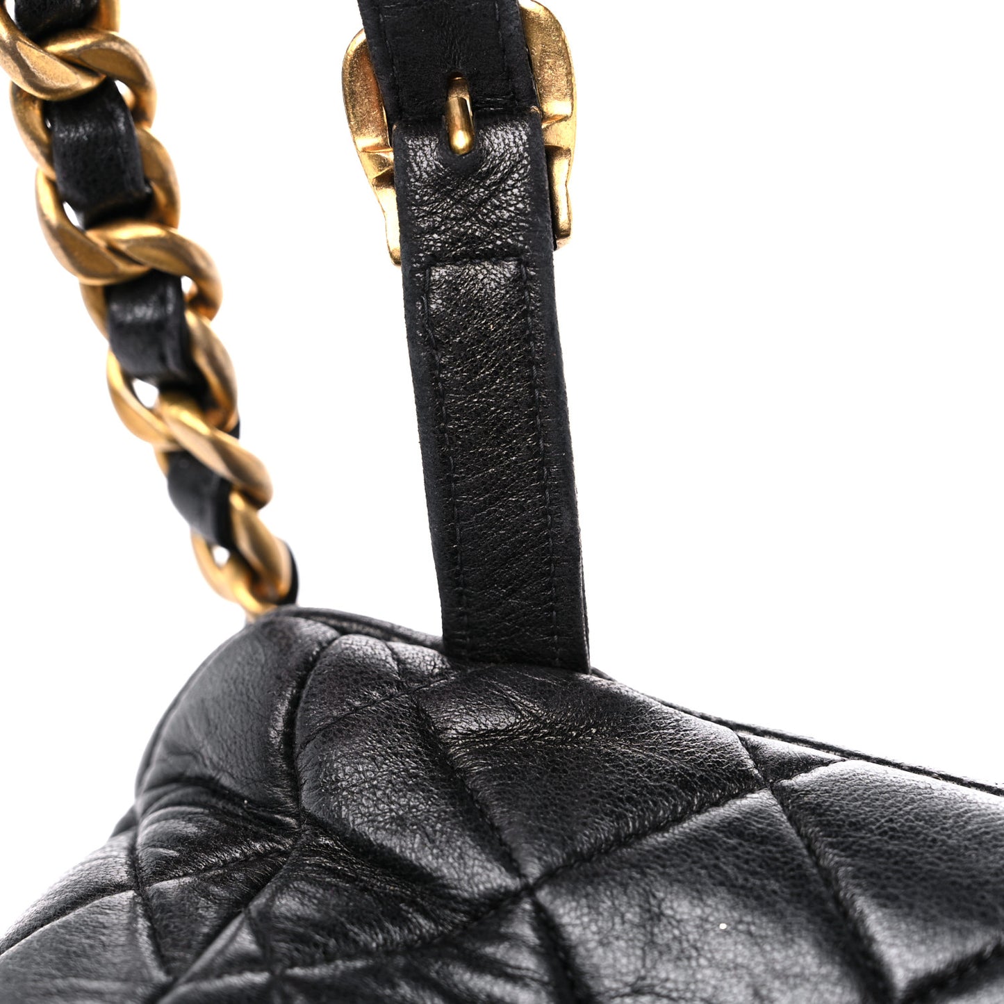 Lambskin Quilted Drawstring Backpack Black