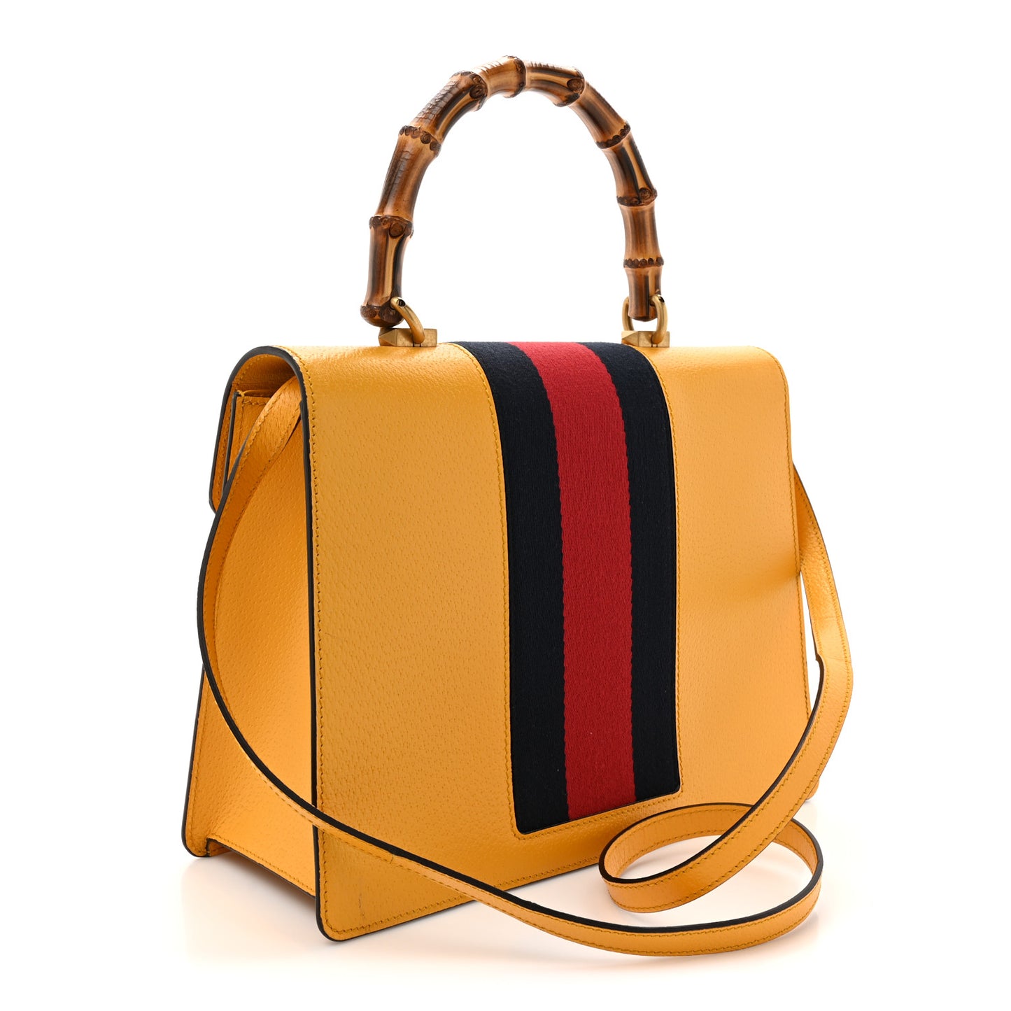 Textured Calfskin Bamboo Web Medium Falena Moth Top Handle Bag Crop