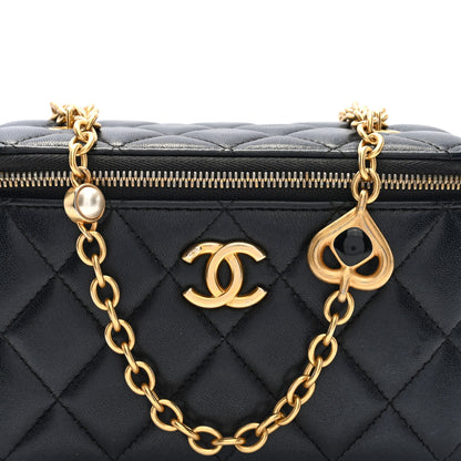 Chanel Lambskin Enamel Pearl Quilted Small Charm Me Vanity Case With Chain Black 8 of 10