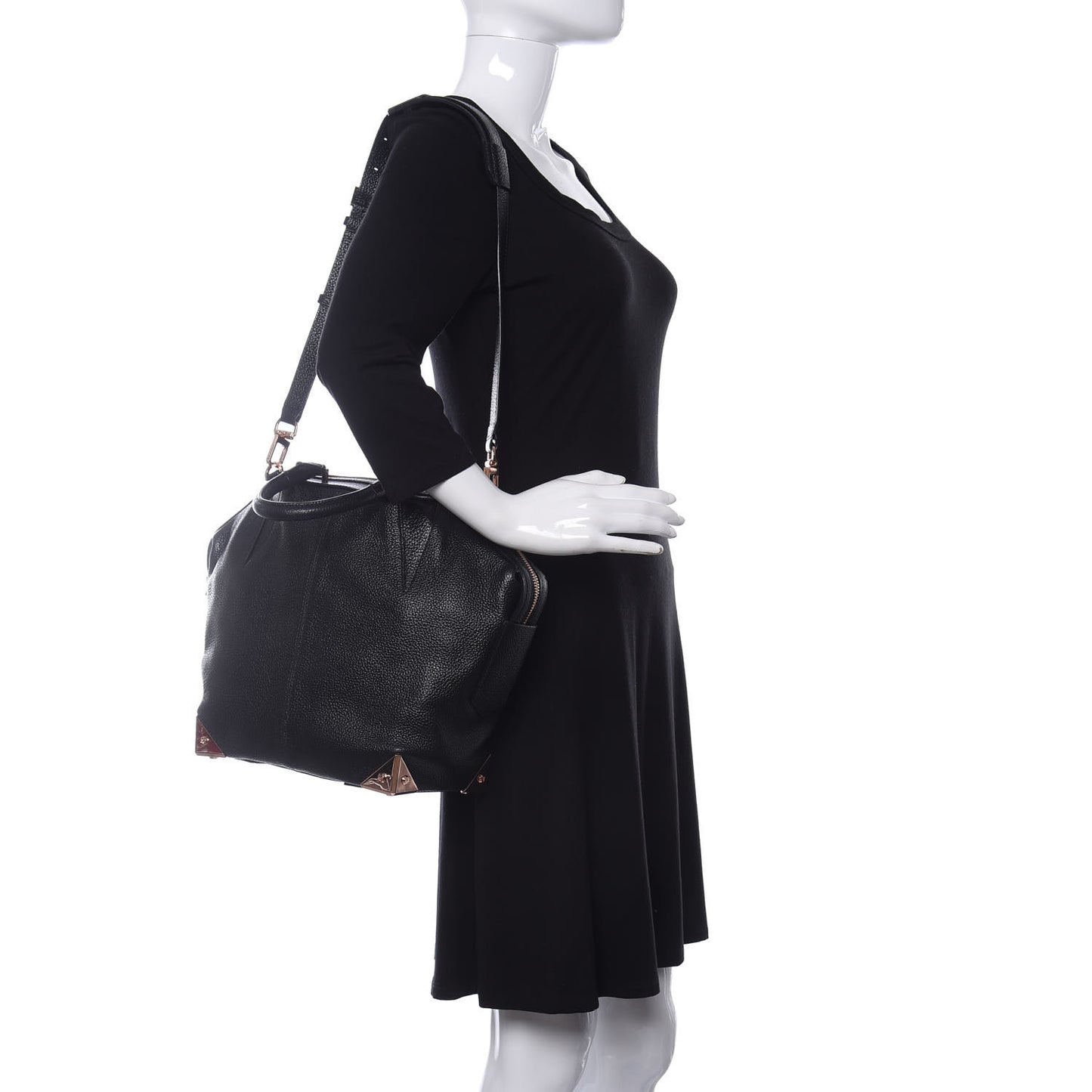 Pebbled Calfskin Small Emile Soft Black Rose Gold Hardware