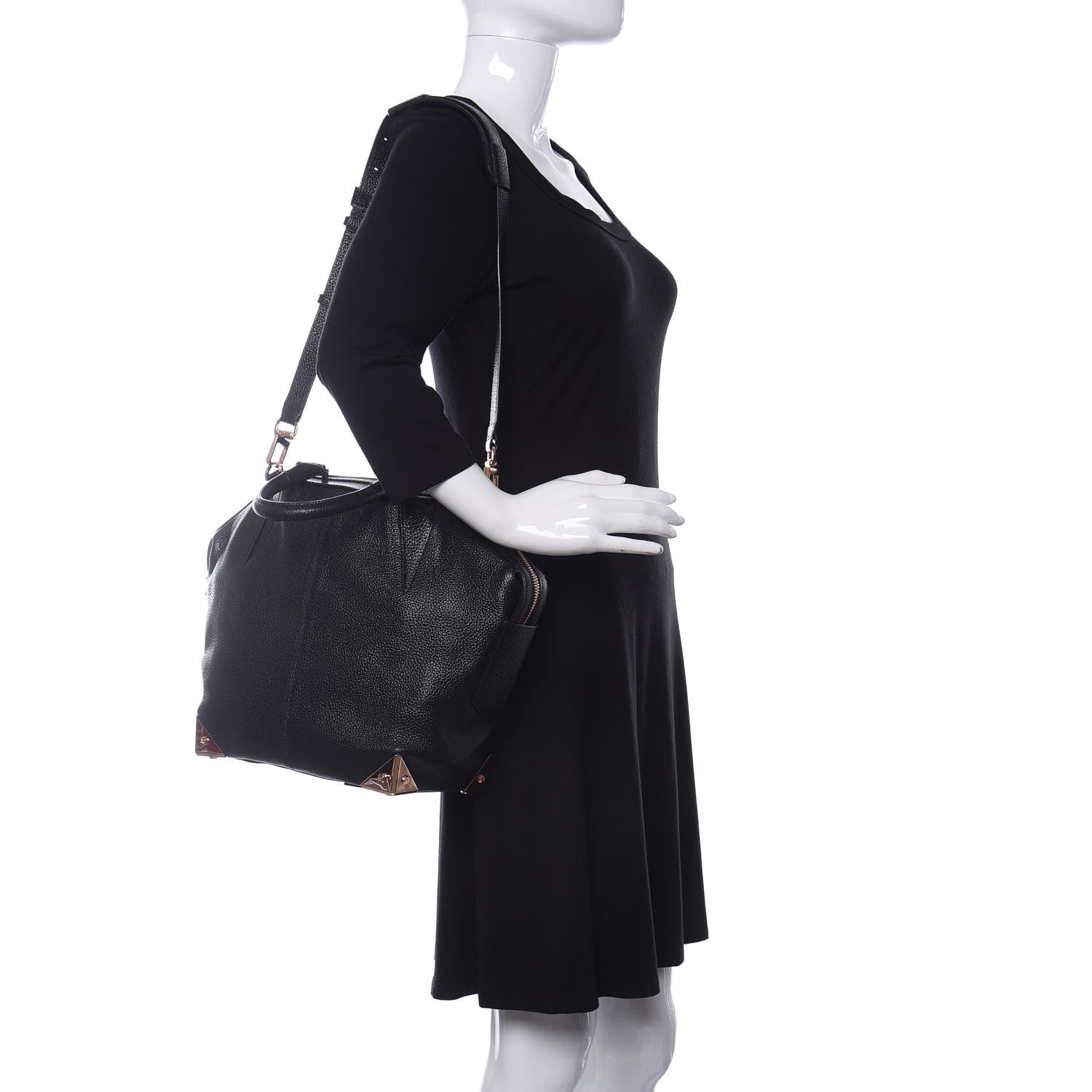 Alexander Wang Pebbled Calfskin Small Emile Soft Black Rose Gold Hardware 2 of 9
