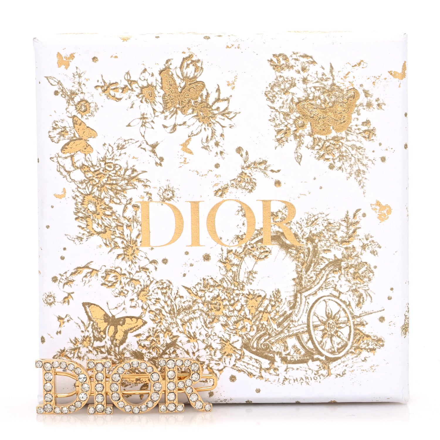 Christian Dior Crystal Dior Logo Barrette Gold 3 of 3
