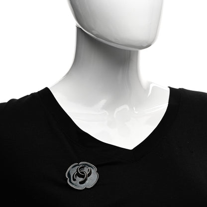 Chanel Ruthenium Enamel CC Brooch Silver Blue 2 of 5