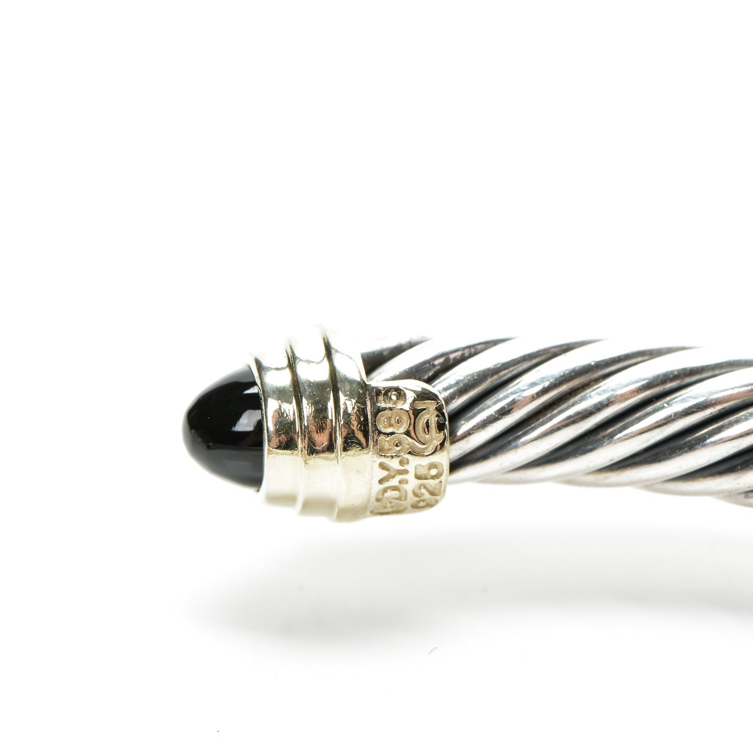 David Yurman Sterling Silver 14K Yellow Gold Black Onyx 5mm Cable Classics Petite Color Bracelet 4 of 4
