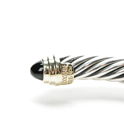 David Yurman Sterling Silver 14K Yellow Gold Black Onyx 5mm Cable Classics Petite Color Bracelet 4 of 4