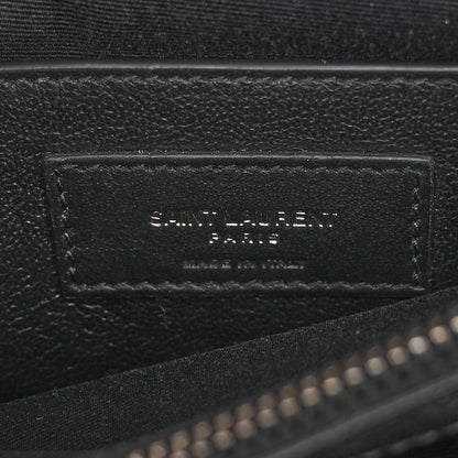 Saint Laurent Sheepskin Matelasse Chevron Monogram Medium College Bag Black 6 of 9