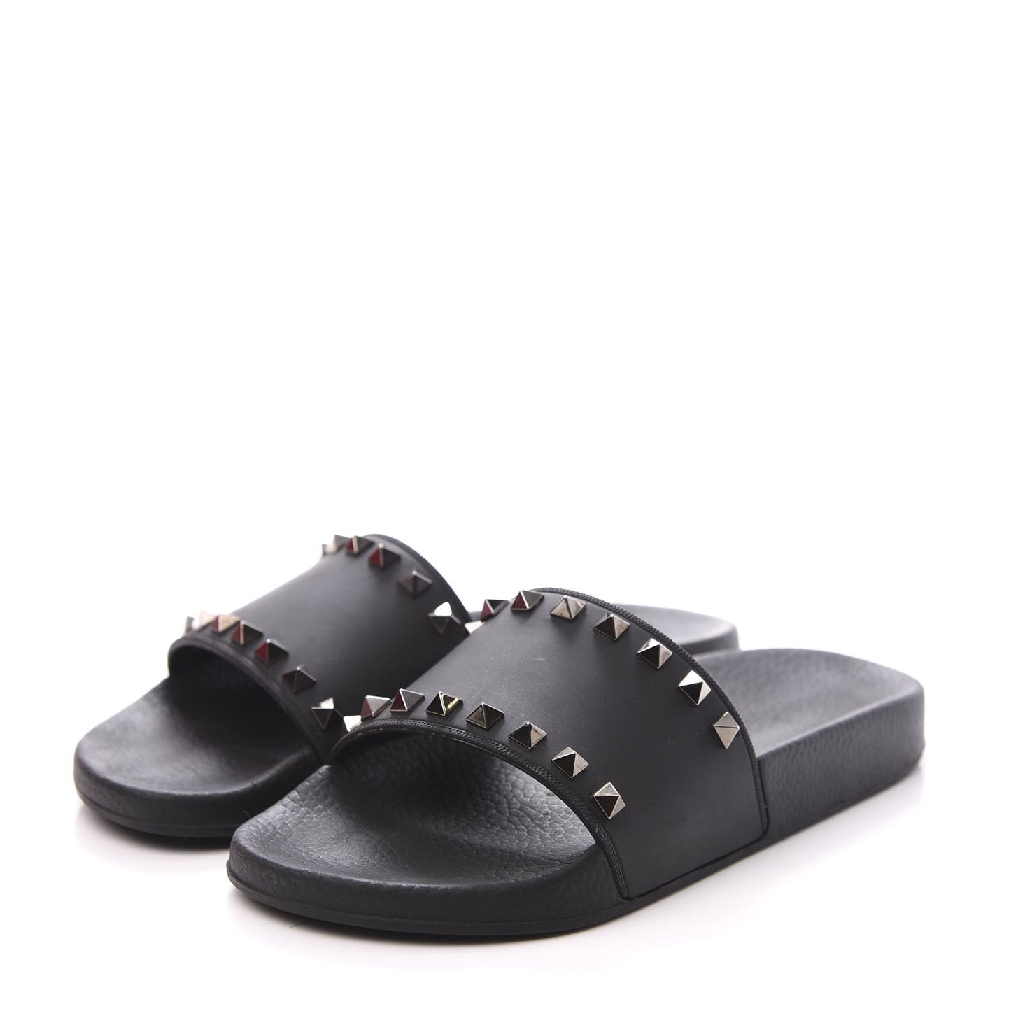 Rubber Rockstud Slide Sandals 38 Black