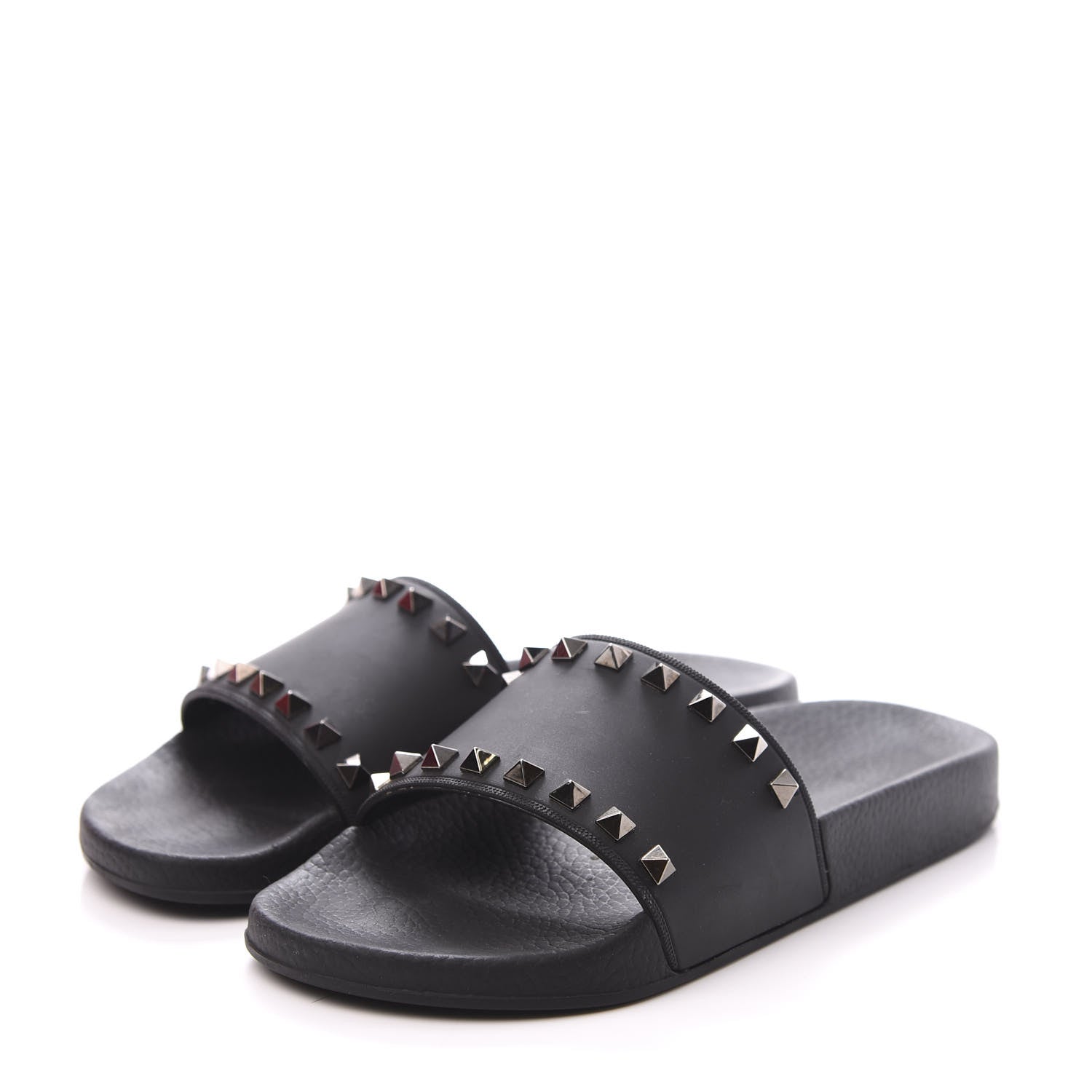Valentino Garavani Rubber Rockstud Slide Sandals 38 Black 2 of 11