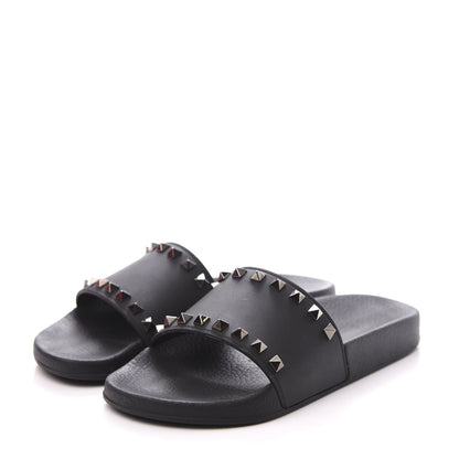 Valentino Garavani Rubber Rockstud Slide Sandals 38 Black 2 of 11