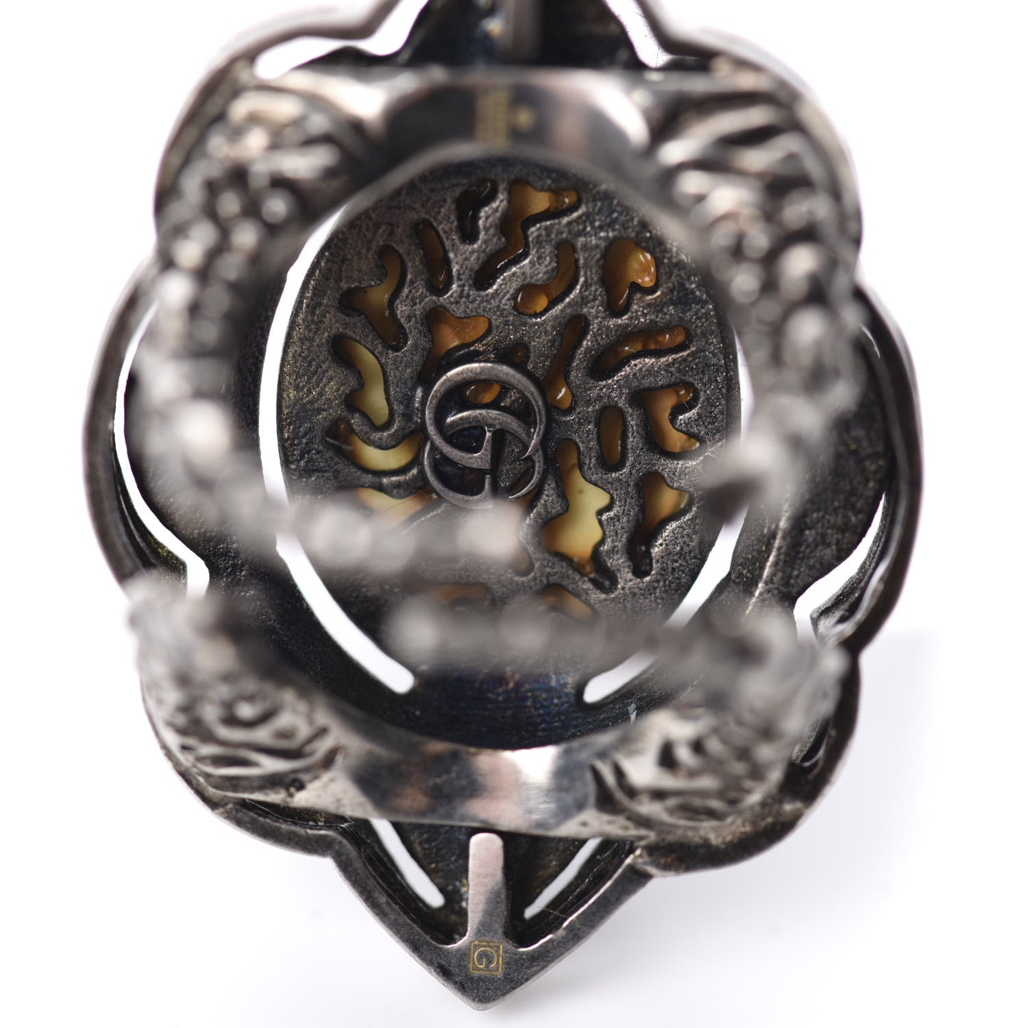 Gucci Metal Crystal Velvet Resin Ring 6 Aged Silver Multicolor 4 of 5