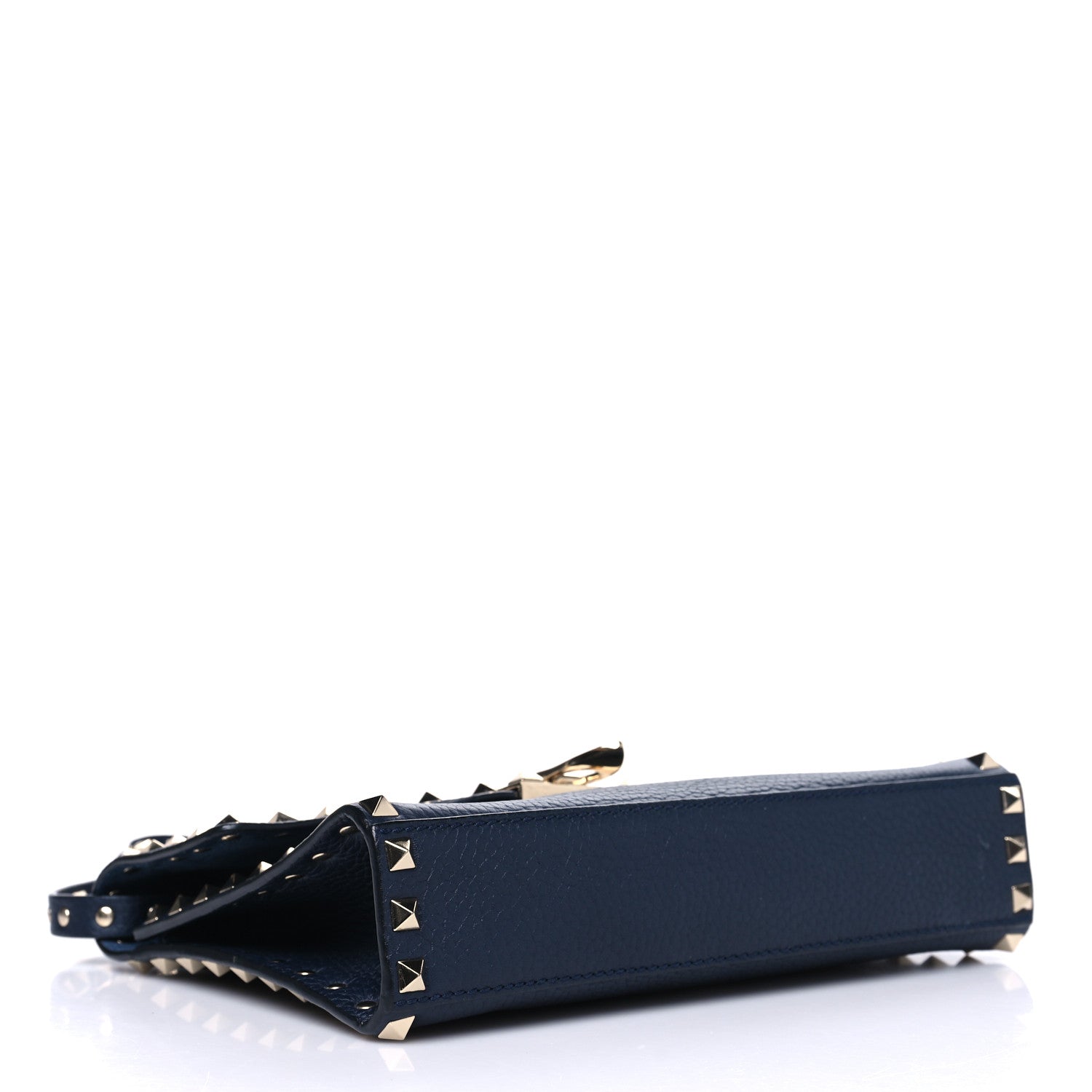Valentino Garavani Pebbled Calfskin Medium Rockstud Flip Lock Crossbody Bag Navy 4 of 10