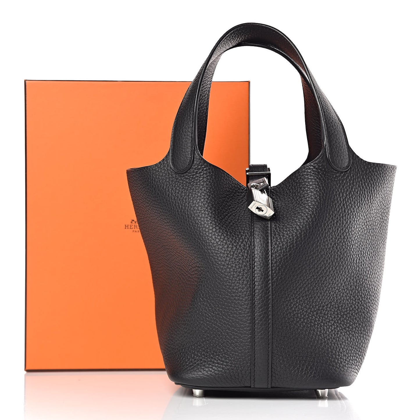 Taurillon Clemence Picotin Lock 18 PM Black