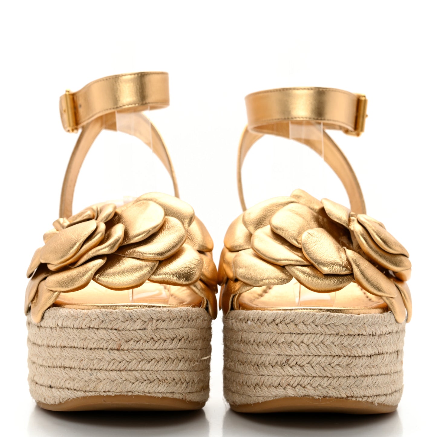 Metallic Kidskin Atelier 03 Rose Edition Espadrille 45/90mm Platform Sandals 37 Antique Brass