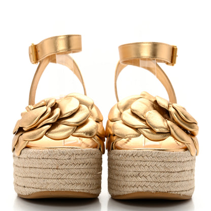 Valentino Garavani Metallic Kidskin Atelier 03 Rose Edition Espadrille 45/90mm Platform Sandals 37 Antique Brass 2 of 10