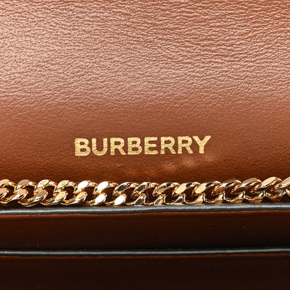 Burberry Grainy Calfskin Vintage Check Jade Card Case On Chain Tan 6 of 9