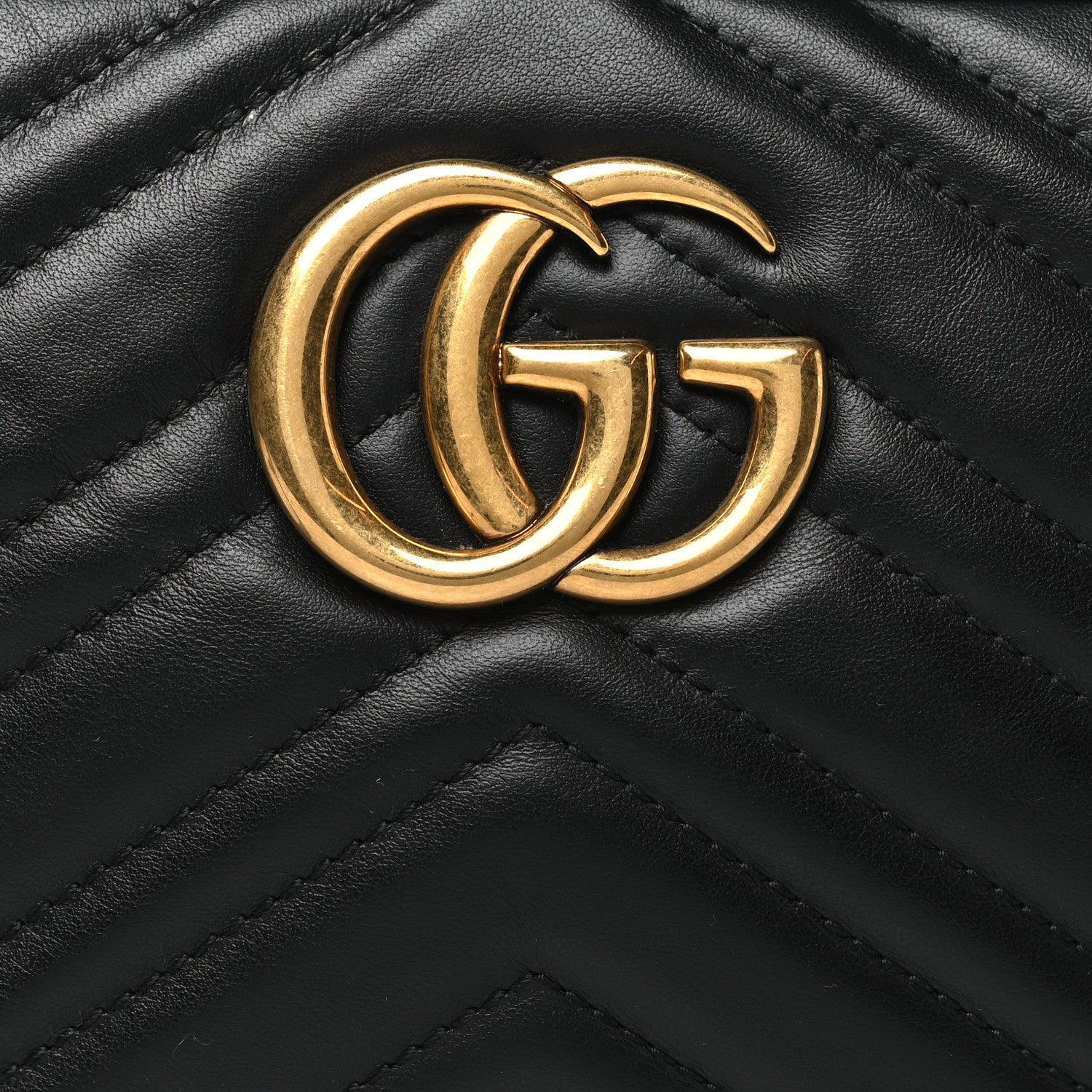 Gucci Calfskin Matelasse Small GG Marmont Chain Shoulder Bag Black 8 of 10