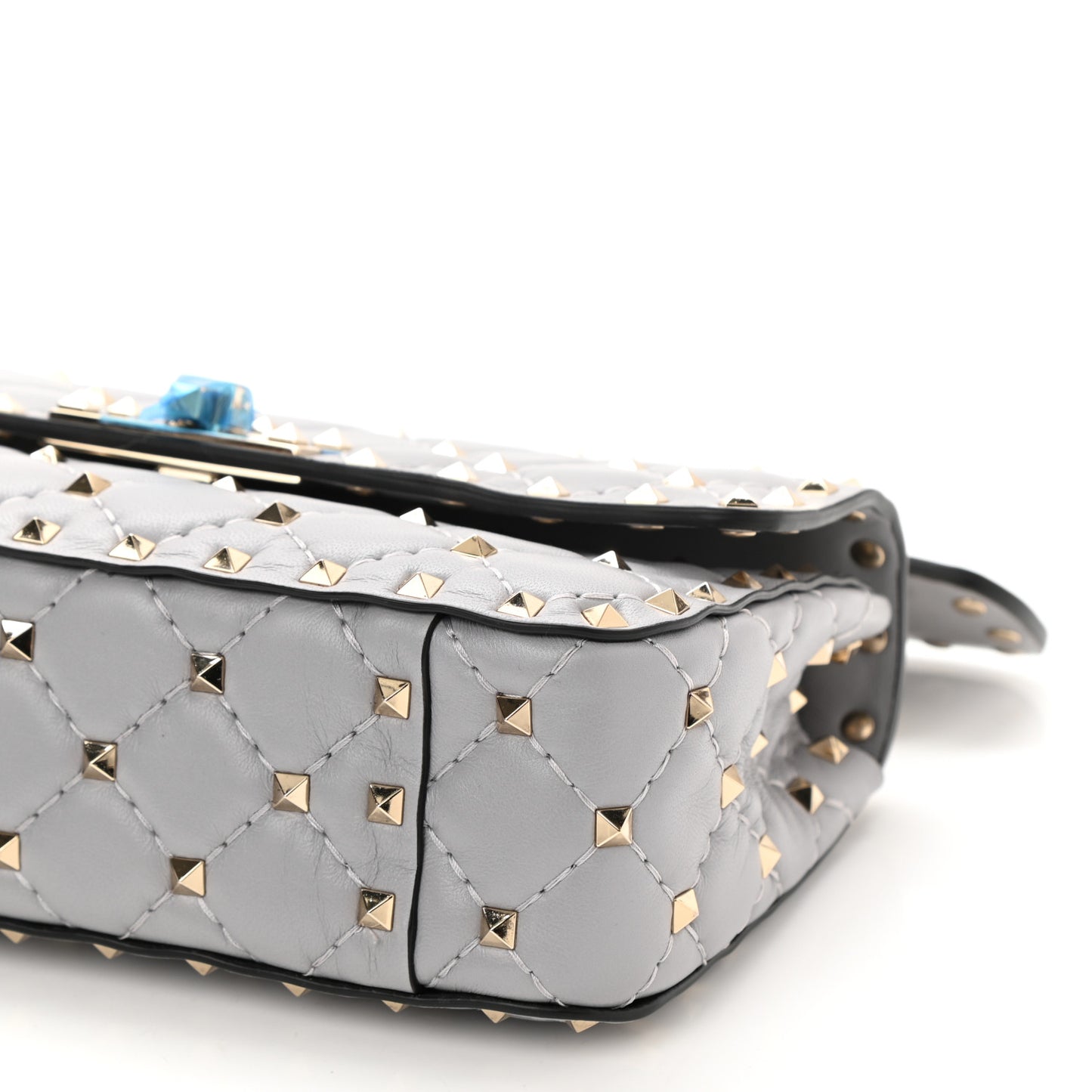Lambskin Small Rockstud Spike Shoulder Bag Pastel Grey