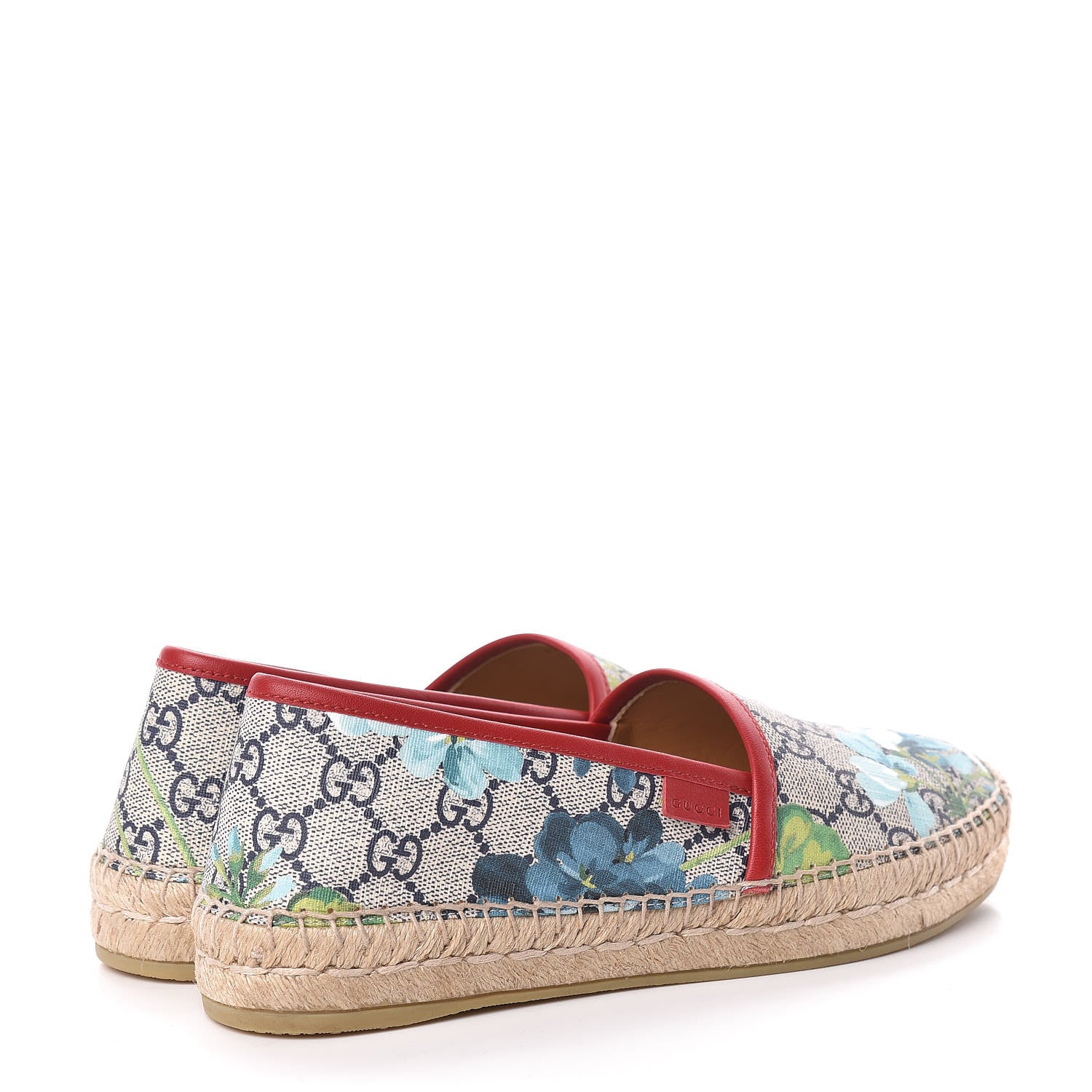 Gucci GG Supreme Monogram Blooms Espadrilles 37.5 Beige Blue Navy Hibiscus Red 4 of 7