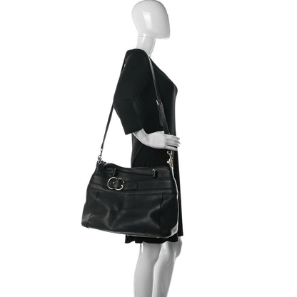 Gucci Pebbled Calfskin Ride Medium Top Handle Bag Black 2 of 11
