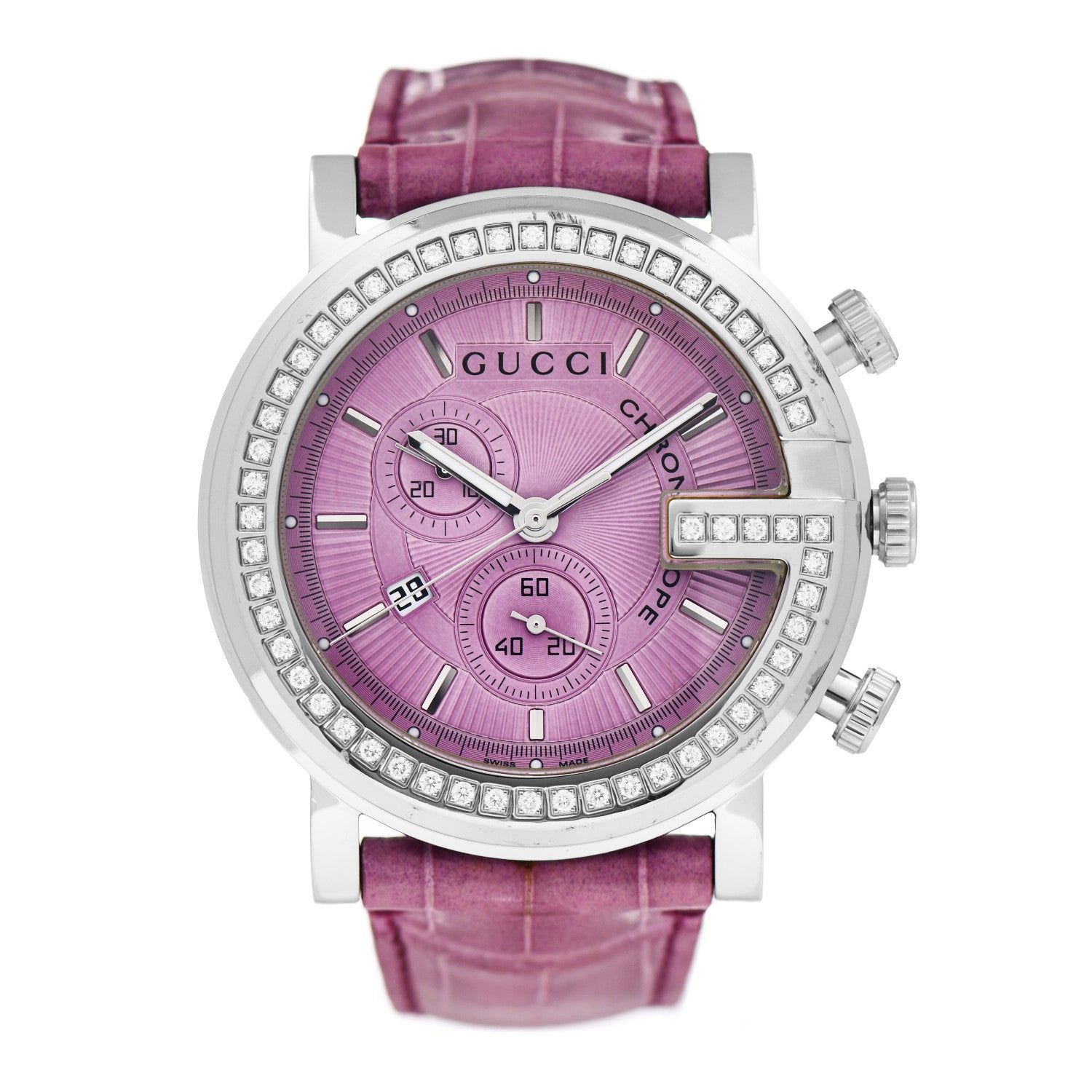 Gucci Stainless Steel Alligator Diamond Bezel 44mm G-Chrono Quartz